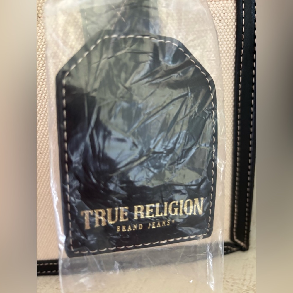 True Religion Black and Cream Women's Branded Guitar Strap Bag - Picture 2 of 8
